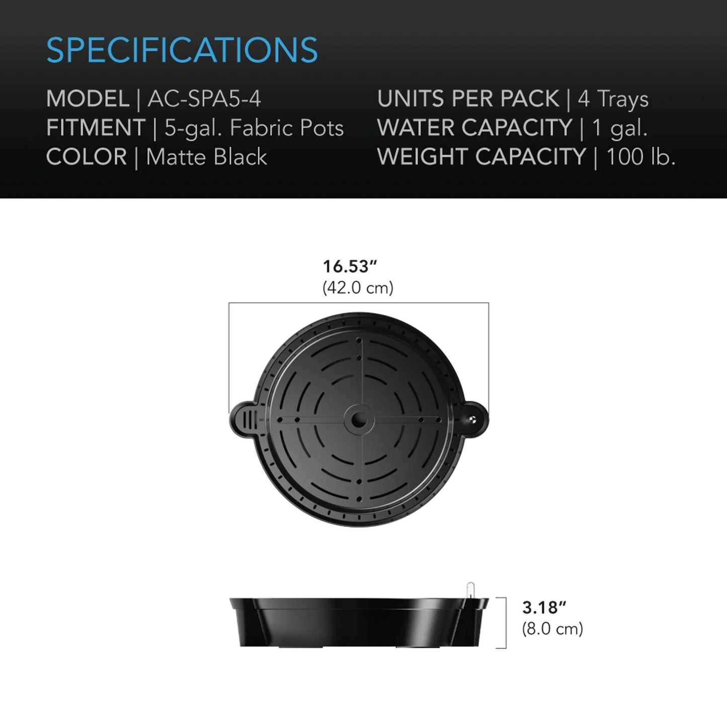 AC Self-Watering Fabric Pot Base, 4 Pack