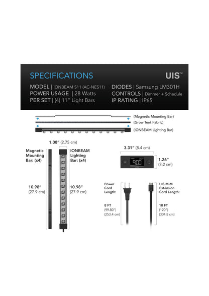 Ionbeam S11, Vollspektrum-LED-Grow-Clone-Lichtleisten, 380 mm