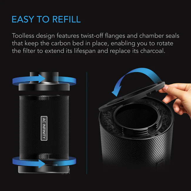 AC Infinity Refillable Carbon Filter Kit, With Charcoal Refill 150mm