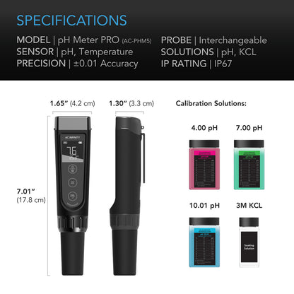 AC Infinity Ph Meter Pro Kit Interchangeable Probe