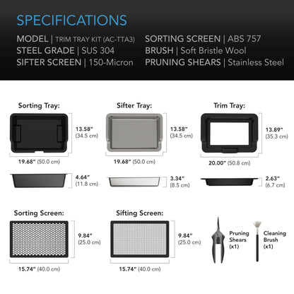 Large Trim Tray System | 3-Tray, 2-Screen Ergonomic Kit